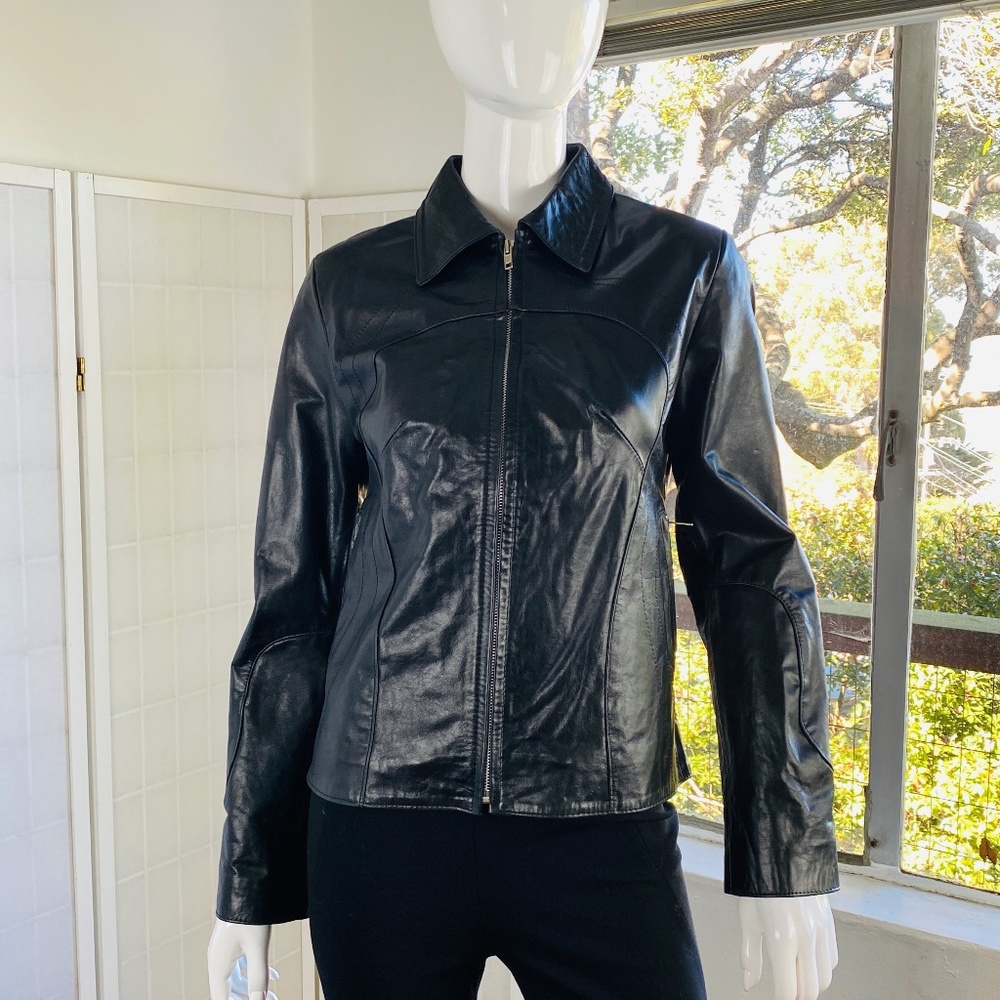 Vintage American Leathers Black Full Zip Jacket Zip Front, M.